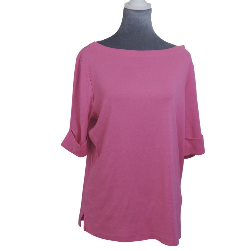 Lauren Ralph Lauren Top 1X Hot Pink Gold Shoulder Zip Cuffed Sleeve